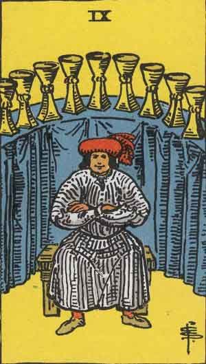 Free 3 Card Tarot Reading of The Fool Nine of Cups and Justice