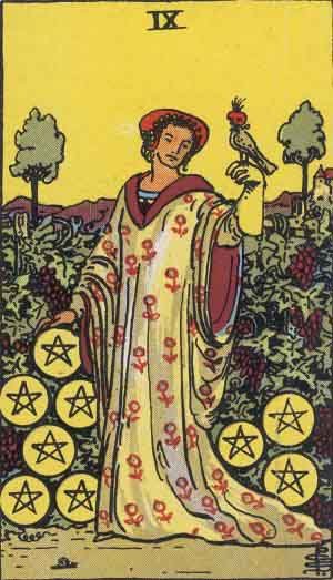 Free 3 Card Tarot Reading of The Fool Nine of Pentacles and Six of Pentacles